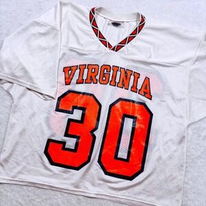 VTG Virginia Cavaliers Jersey Men XL White Mesh V-Neck Boxy USA 80s 90s Team USA